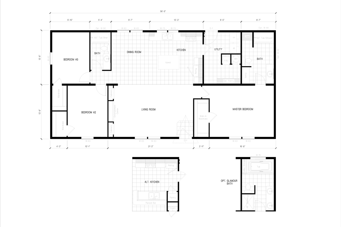 The DRM562F 56'              DREAM Floor Plan