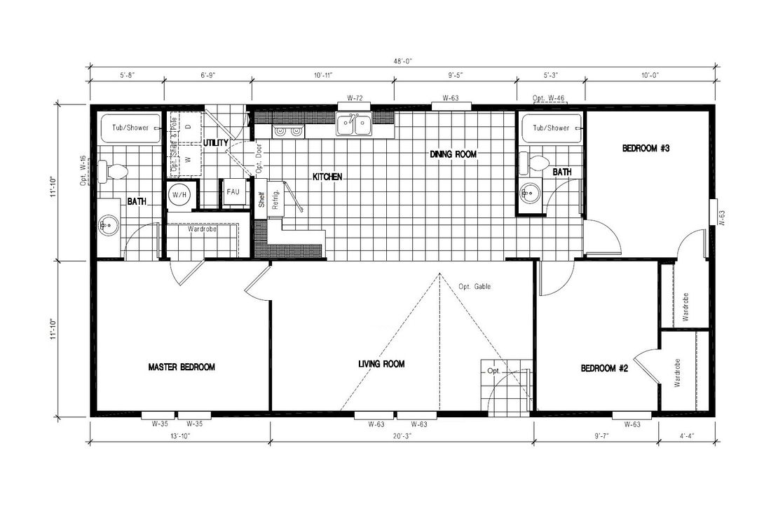 The DRM481A 2448'            DREAM Floor Plan