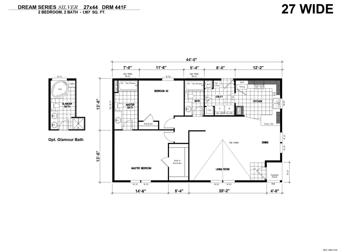 The DRM441F 44'              DREAM Floor Plan
