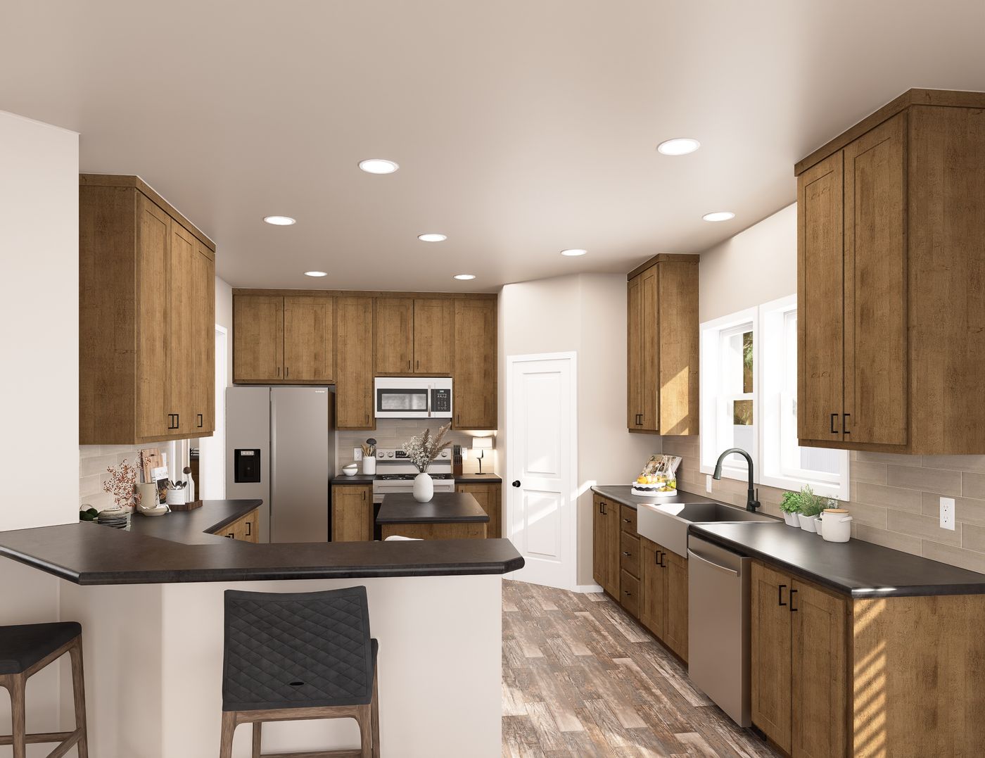 The PREFERRED PLUS CP601F CLAYTON Kitchen. This Manufactured Mobile Home features 3 bedrooms and 2 baths.