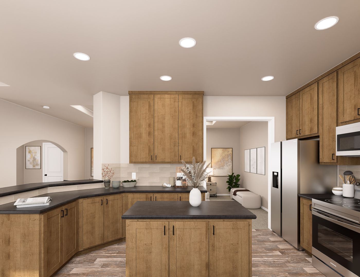 The PREFERRED PLUS CP601F CLAYTON Kitchen. This Manufactured Mobile Home features 3 bedrooms and 2 baths.