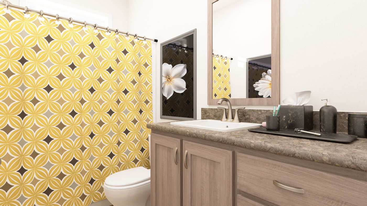 The PREFERRED PLUS CP561F Guest Bathroom. This Manufactured Mobile Home features 3 bedrooms and 2 baths.