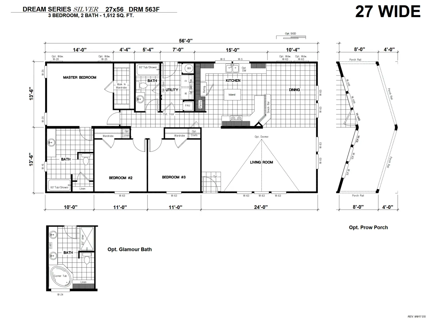 The DRM563F 56'              DREAM Floor Plan