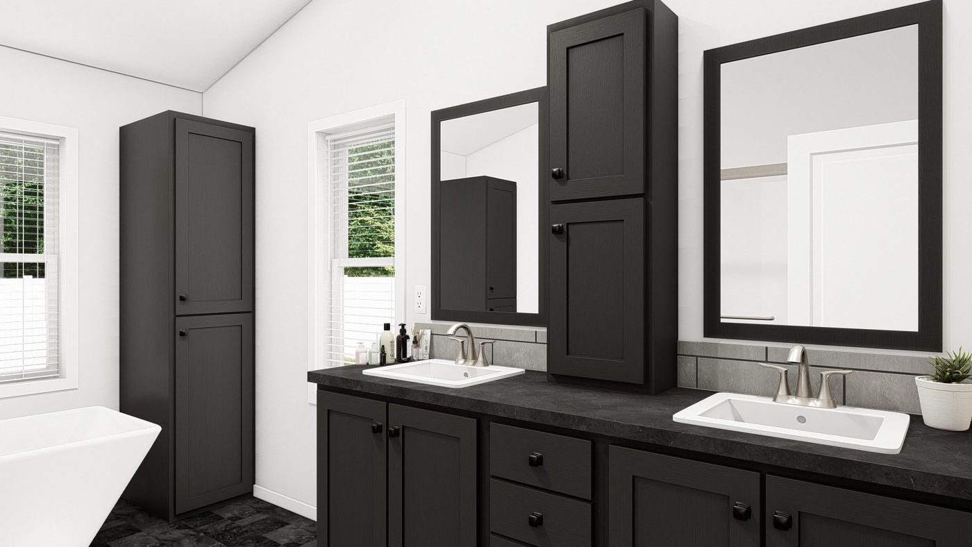 The ING564F SHASTA              GW Primary Bathroom. This Manufactured Mobile Home features 3 bedrooms and 2 baths.