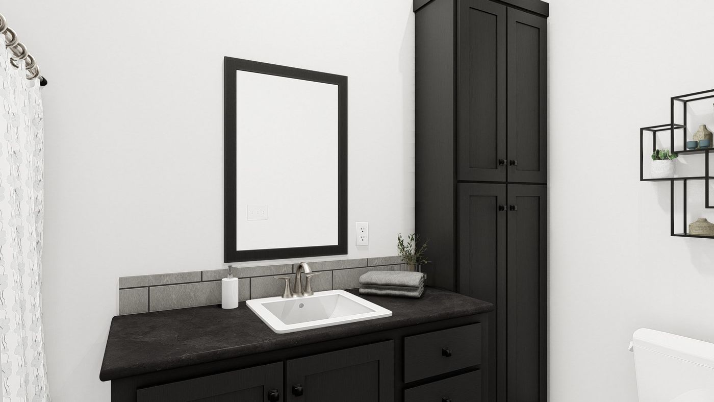 The ING564F SHASTA              GW Guest Bathroom. This Manufactured Mobile Home features 3 bedrooms and 2 baths.