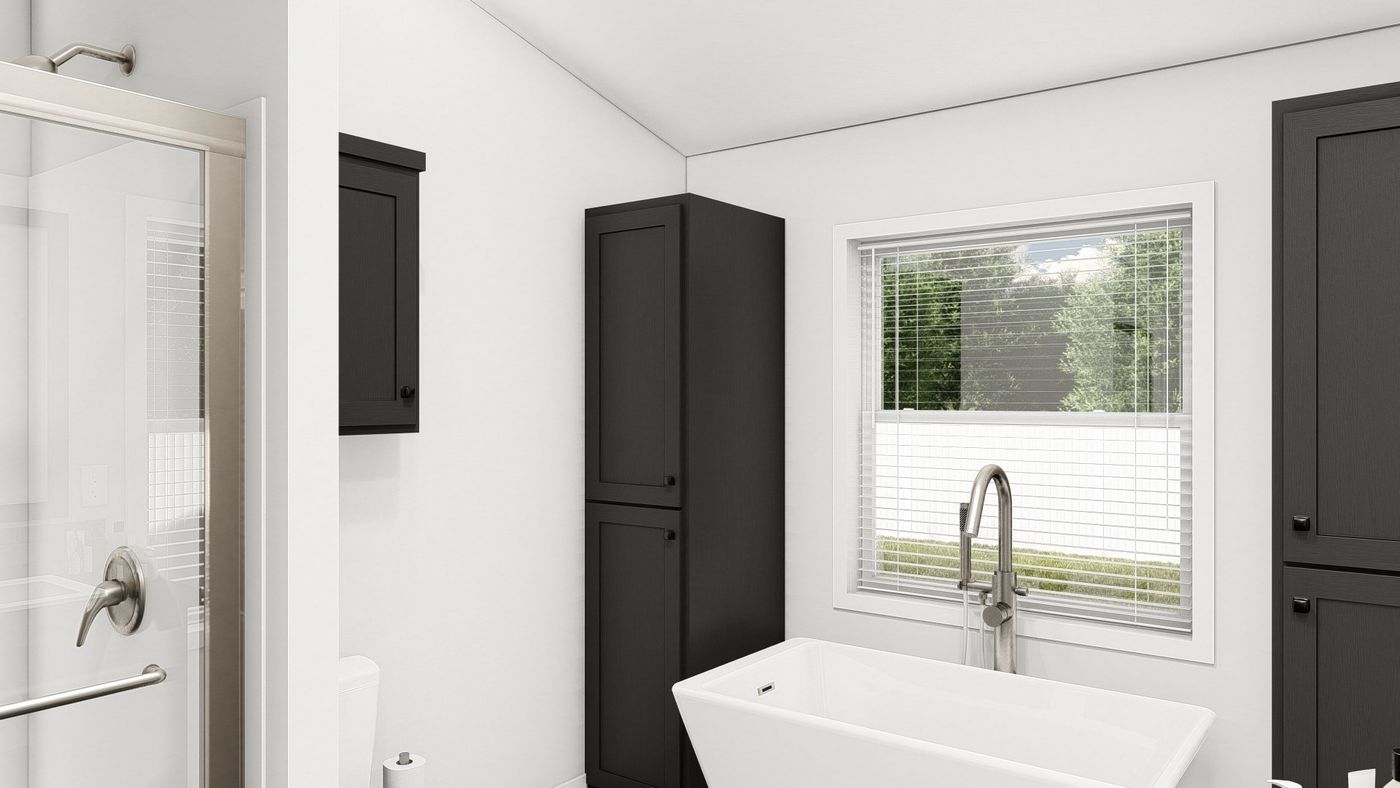 The ING564F SHASTA              GW Primary Bathroom. This Manufactured Mobile Home features 3 bedrooms and 2 baths.