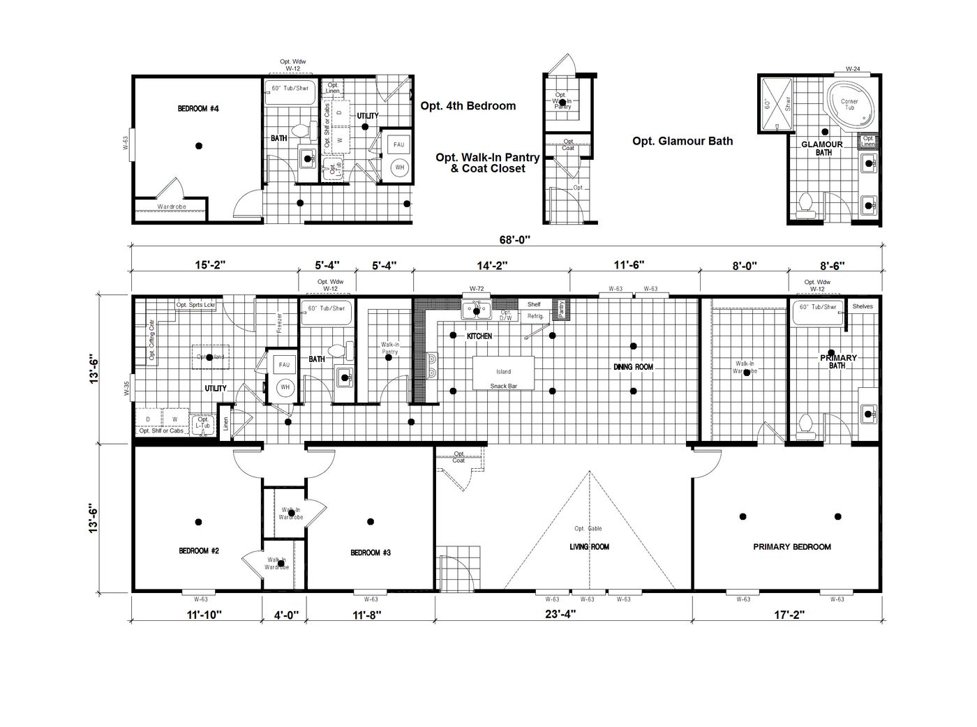 The DRM683F 68' DREAM Floor Plan