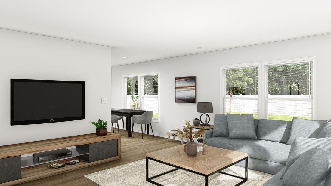 The DRM484F 48'              DREAM Living Room. This Manufactured Mobile Home features 4 bedrooms and 2 baths.