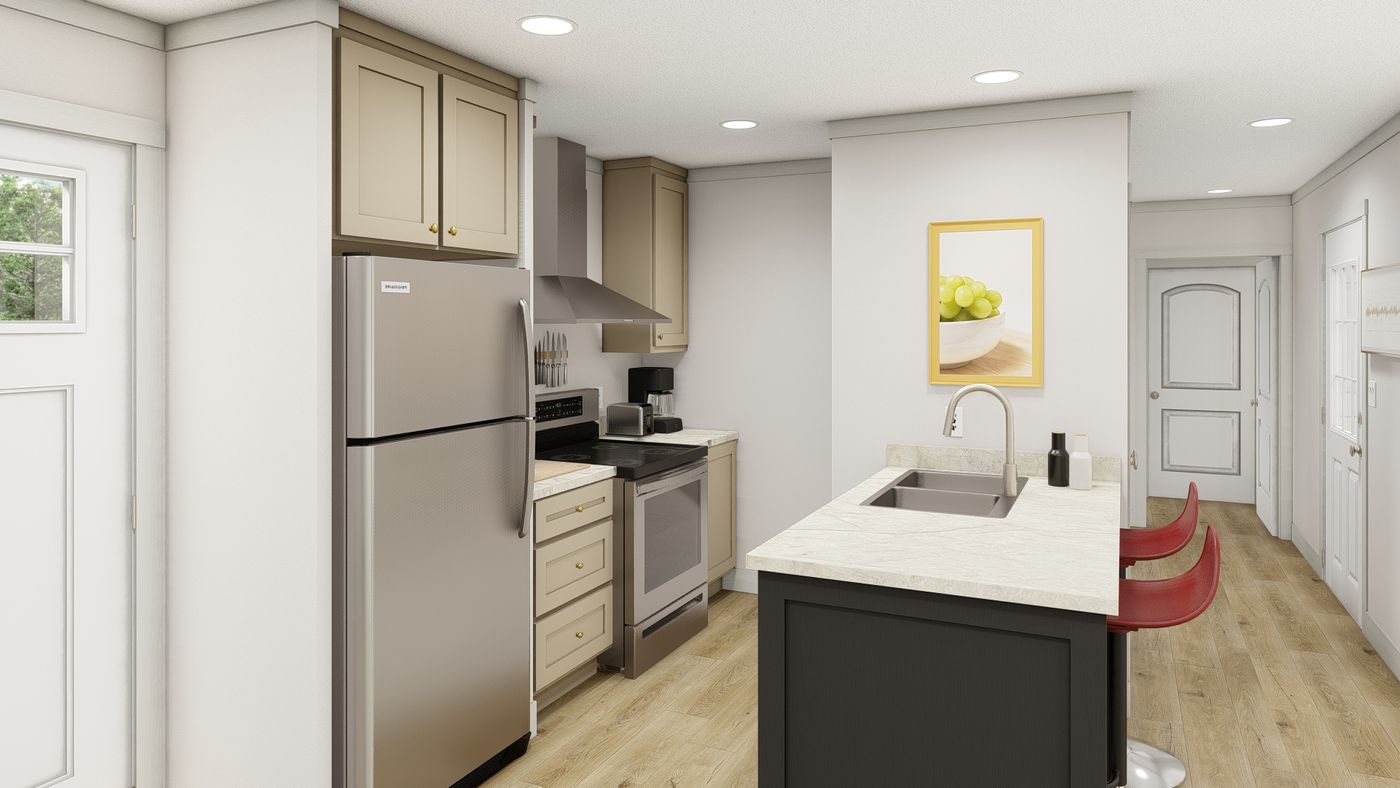 The 1440 IMAGINE Kitchen. This Manufactured Mobile Home features 1 bedroom and 1 bath.