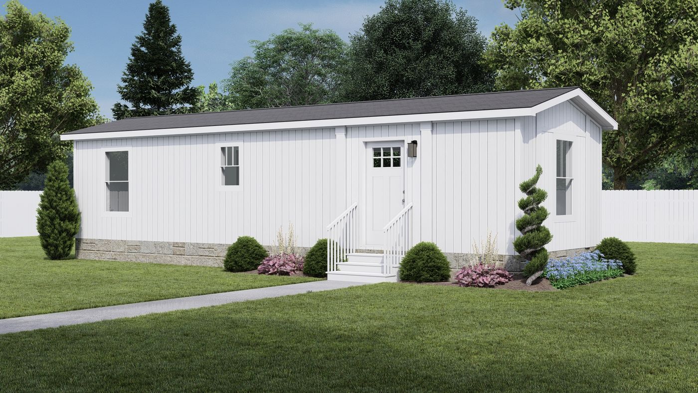 The 1440 IMAGINE Exterior. This Manufactured Mobile Home features 1 bedroom and 1 bath.