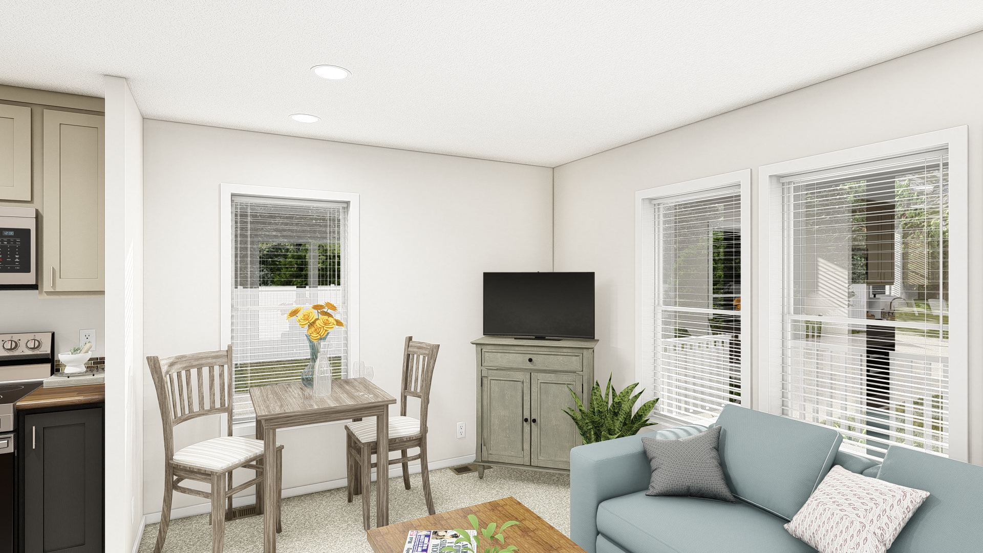 The DRM301P 2030'            DREAM Dining Area. This Manufactured Mobile Home features 1 bedroom and 1 bath.