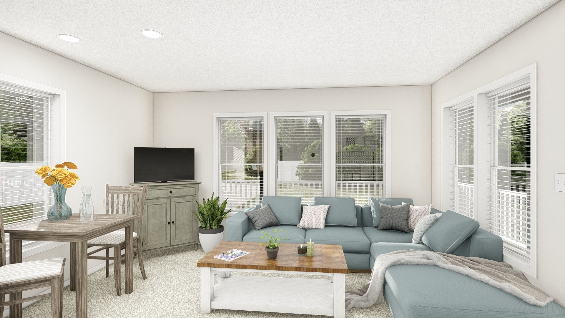 The DRM301P 2030'            DREAM Living Room. This Manufactured Mobile Home features 1 bedroom and 1 bath.
