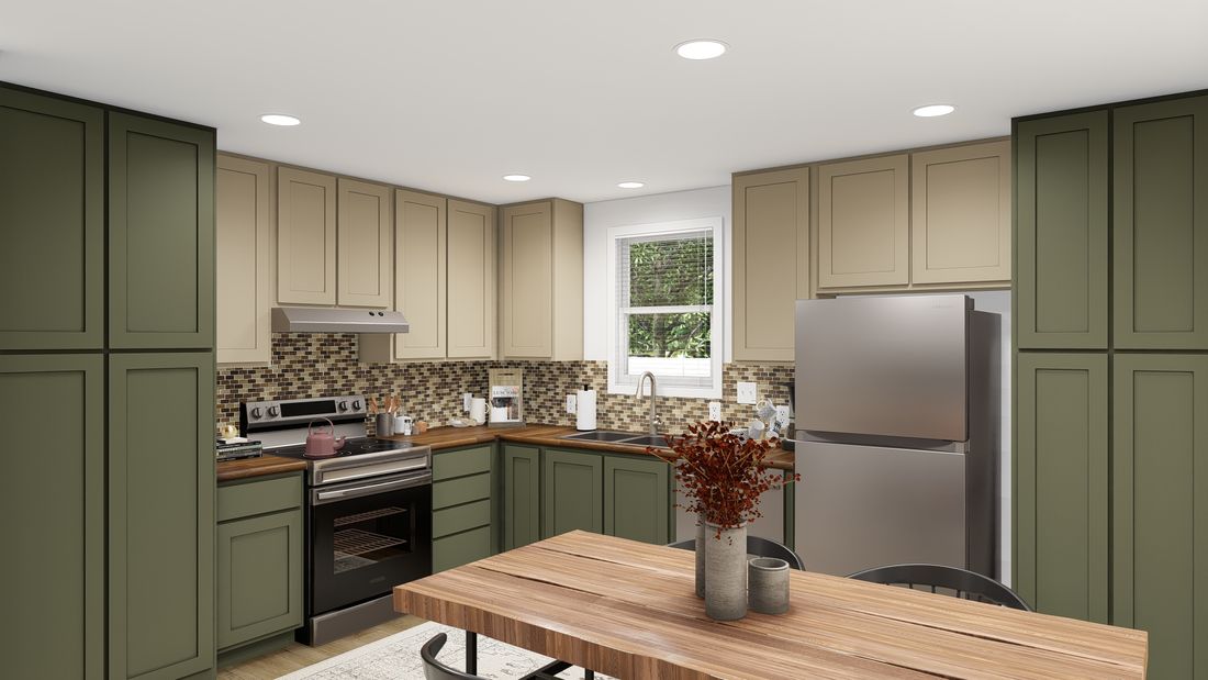The DRM386A 2438'            DREAM Kitchen. This Manufactured Mobile Home features 2 bedrooms and 2 baths.