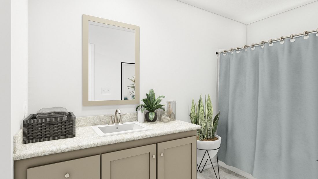 The DRM603N 1560'            DREAM Primary Bathroom. This Manufactured Mobile Home features 2 bedrooms and 2 baths.