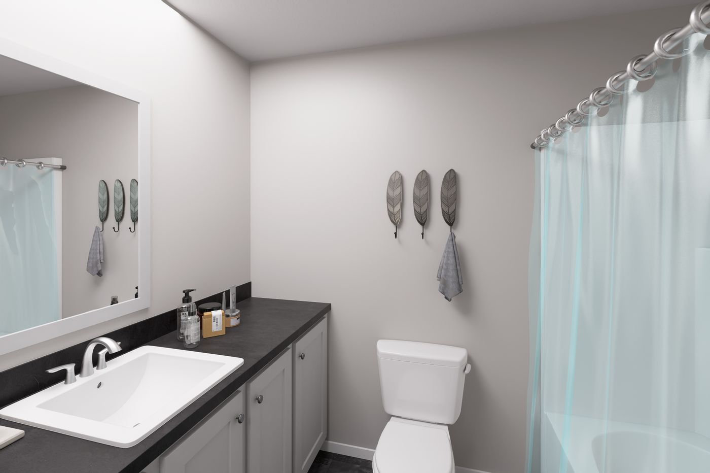 The DRM661M 66' DREAM Primary Bathroom. This Manufactured Mobile Home features 2 bedrooms and 2 baths.