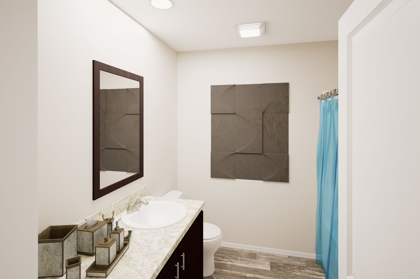 The A DUPLEX 2/2 2/2 Guest Bathroom. This Manufactured Mobile Home features 3 bedrooms and 4 baths.