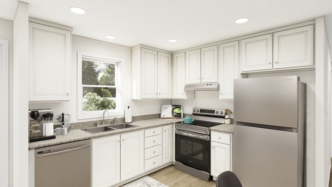 The DRM481M 48'              DREAM Kitchen. This Manufactured Mobile Home features 2 bedrooms and 1 bath.