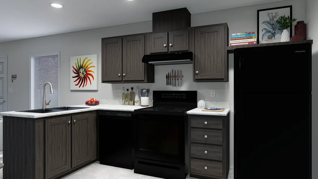 The DRM561M 56'              DREAM Kitchen. This Manufactured Mobile Home features 2 bedrooms and 1 bath.