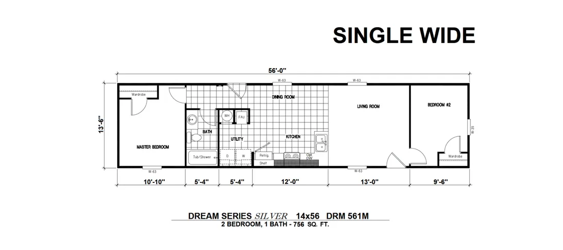 The DRM561M 56'              DREAM Floor Plan