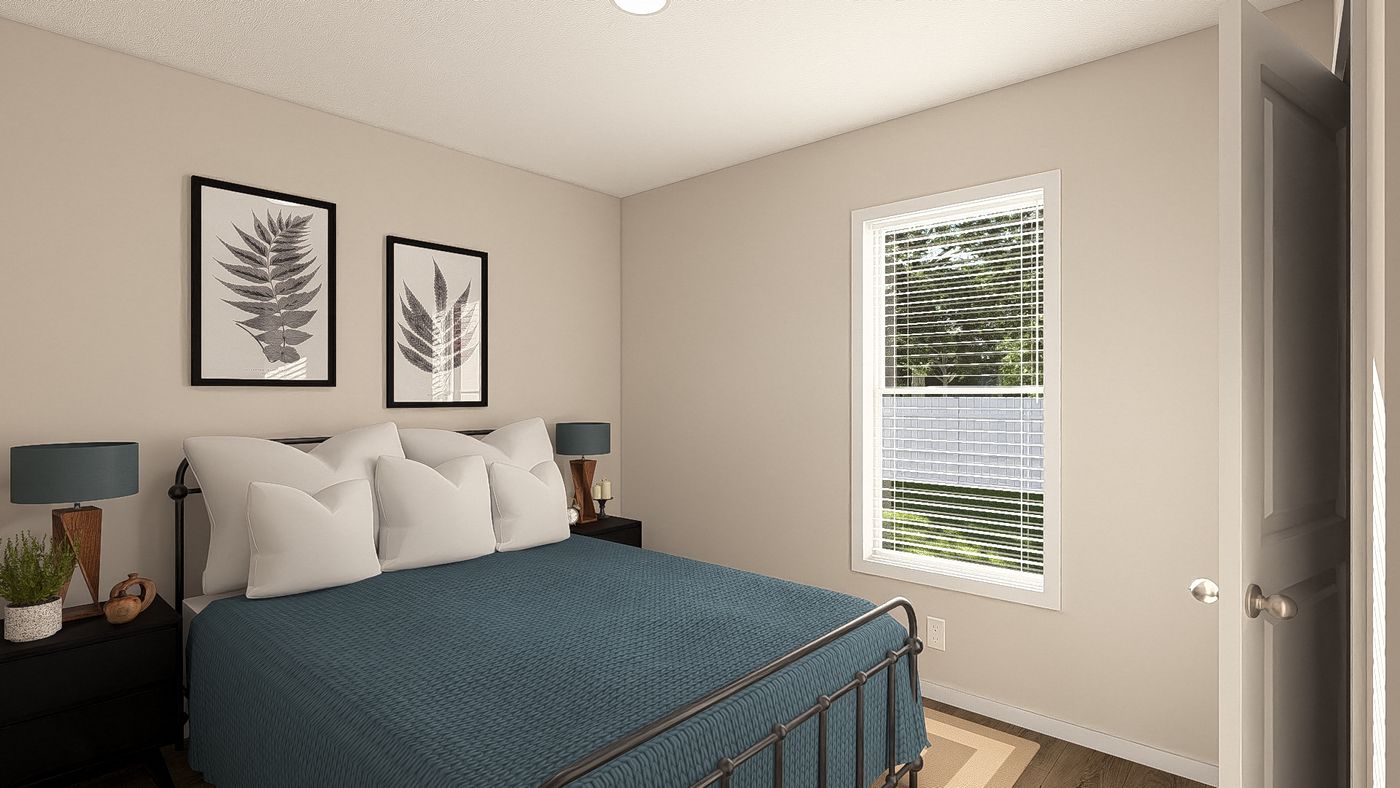 The DRM561M 56'              DREAM Bedroom. This Manufactured Mobile Home features 2 bedrooms and 1 bath.