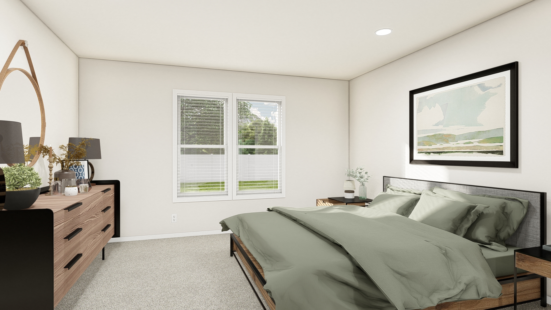 The DRM481F 48'              DREAM Primary Bedroom. This Manufactured Mobile Home features 3 bedrooms and 2 baths.