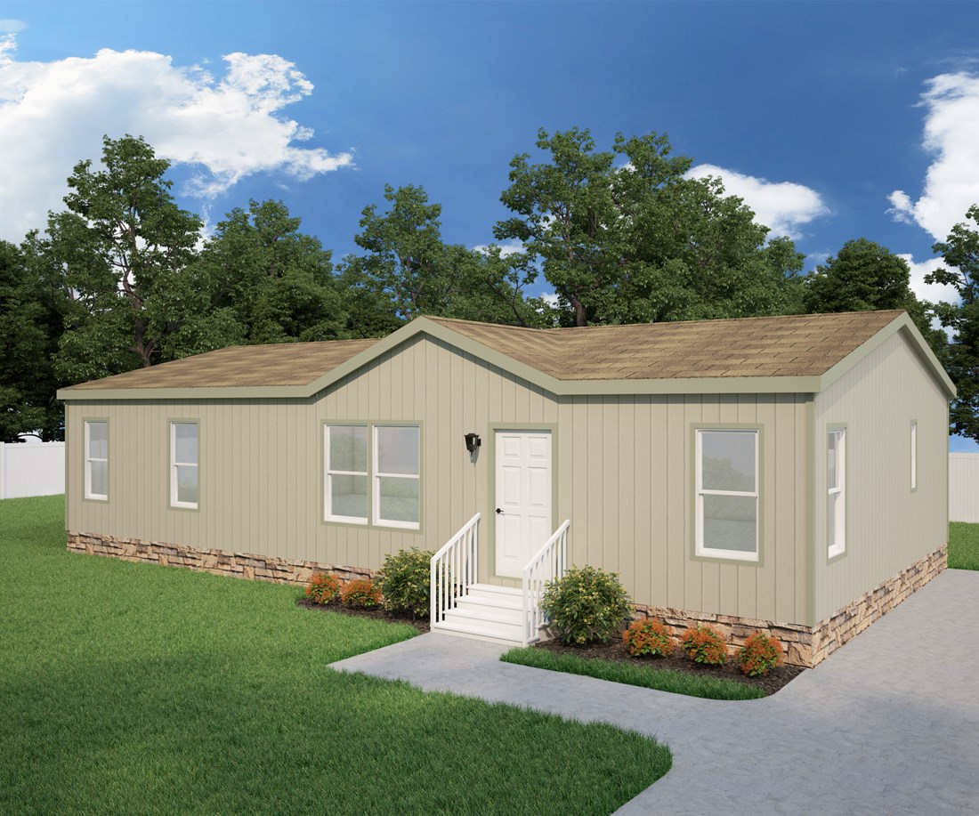 The DRM482F 48' DREAM Exterior. This Manufactured Mobile Home features 3 bedrooms and 2 baths.